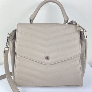 Steve Madden Crossbody Purse Chevron Vegan Leather Light Gray Career Work Bag